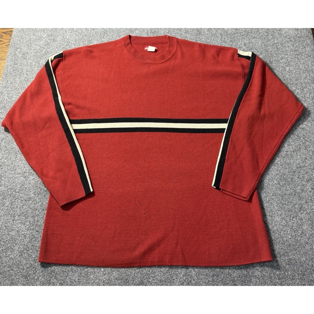 Unionbay Men's Y2K Vintage Crewneck Sweater Size XL‎ Skater Grunge Striped Red